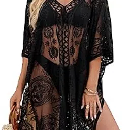 Women Sexy Elegant Lace Beach Kimono Bathing Suit Sarong for Holiday Pool Seaside Party-image-34