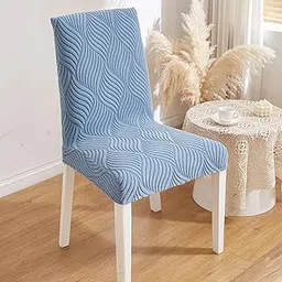 HOMETHREADS Elastic Jacquard Chair Cover – Stretchable, Removable & Washable Short Dining Chair Slipcover | Durable Seat Protector for Kitchen, Dining Room & Banquet Chairs (Blue, Pack of 1)-picture-11