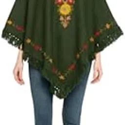 hautemoda Women Woollen Kashmiri Embroidery Poncho Shrug-picture-17
