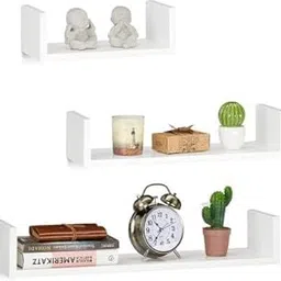 Floating Wall Mount Display That Hangs U-Shaped Wall Shelf, Wall Rack Shelf for Storage, Display, and Living Room Decoration (White)-picture-40