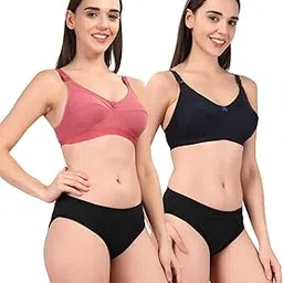 adornstar Women’s Cotton Bra and Panty Set – Soft, Skin-Friendly, Non-Padded, Wire-Free Lingerie Combo | Comfortable Innerwear (Pack of 2)-picture-52