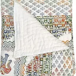 Cotton Quilt 400 TC Lightweight Rajasthani Traditional Jaipuri Razai Hand Block Print Blanket Rajai - Multicolor (Single Bed (55X85 Inch))-picture-48