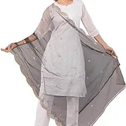 negchaar Net Dupatta for Women with Cutwork & Mirror Work | Best Dupatta for Kurti & Salwar Suit | Festive, Wedding & Bridal Dupatta-picture-50