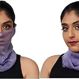 Women Scarf Anti Pollution Full face Scarf Mask Made with Cold Net Rayon Fabric,UV Sun Rays Protection mask for Women, Dust Mask Comfortable summer friendly Scarf_Free Size(Pack Of 01,Purple)-image-7