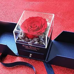 Merishopp Natural Preserved Rose Eternal Rose for Valentines Day Mothers Day Women red Business & Industrial/Retail & Services/Jewelry Packaging & Display-image-55