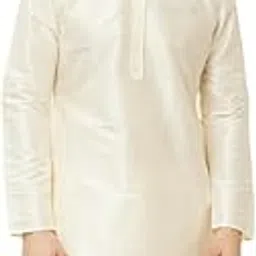 manyavar Men's Art Silk Full Sleeve Solid Kurta (1pc)-picture-15