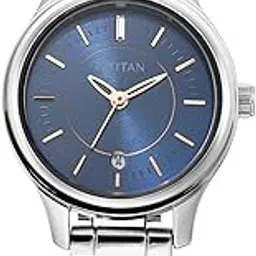 titan Quartz Analog with Date Blue Dial Metal Strap Watch for Women-NS2638SM01/NT2638SM01 image 1