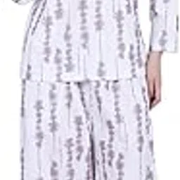 zhan're Women's Off White Knitted Co-Ord Set | Soft & Stretchable Fabric | Comfortable Fit 2-Piece Lounge Wear | Stylish Top & Bottom Set for Nightwear & Daywear - M-picture-58