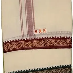 Mano Cotton Dhoti for men 9x5 | Traditional Panchakacham | Unstitched | Colour border-picture-12