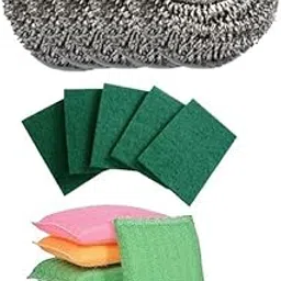 Black Bull International Dishwashing Scrub Combo Pack | Non-Scratch | Reusable | Long Lasting | Stainless Steel, Scrub Pad, Sponge & Plastic Kitchen Scrubber for Dish/Utensils Cleaning | Pack of 16-picture-34