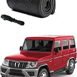 Car Steering Wheel Cover with Needle Thread Leather Sleeve Anti-Slip Breathable Full Black Color Suitable for Mahindra Bolero-image-99