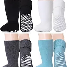 vkg Baby Kids Unisex Socks with Grips,Winter Terry Thick Warm Socks (Pack of 4)-picture-40