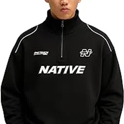 maniac || Mens || Printed || Full Sleeve || Fleece || High Neck || Half Zipper || Sweatshirt-picture-52