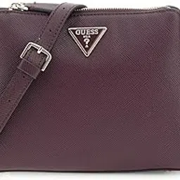 guess Aubergine Textured Noelle Tri Compartment Crossbody Bag-picture-55