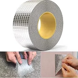 FEEDFIRE Leakage Waterproof Tape for Pipe Leakage Roof Water Leakage Solution Aluminum Foil Tape Waterproof Adhesive Tape Sealing Butyl Rubber Tape for Surface Crack (SILVER)-picture-26