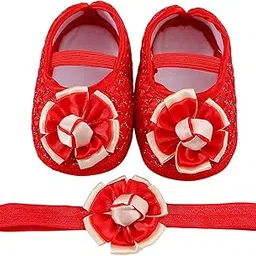 syga Baby Flower Hairband & Shoes Set Soft, Comfortable Fit for Ages 3-18 Month-old's | Ideal for Newborns & Toddlers-picture-46