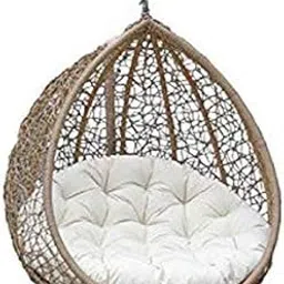 VIRASAT FURNITURE & FURNISHING Rattan and Wicker Single Seater Hanging Swing Chair with Connectors for Balcony/Garden Patio (Beige)-picture-44
