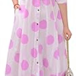 aimers craft Women's Cotton Floral Printed 3/4 Quarter Sleeve A-Line Printed Kurti-picture-3
