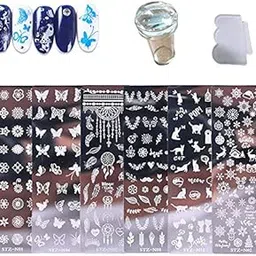 ELECDON Nail Art Stamping Templates Manicure Tool Kit 6Pcs Nail Stamping Plates Flower Animal Pattern Manicure Print Tools for DIY Nail Art Designs-picture-11