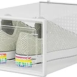 Smart Saver 1 Pack Shoe Storage Bins, Clear Plastic Stackable Shoe Organizer for Closet, Space Saving Foldable Shoe Rack, Shoe Box Sneaker Holder Container-picture-25