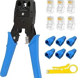Rj45 Rj11 Crimping Tool Repair Kit For Cat5e/cat6 With 6PCS RJ45 Connector with Cap/Boot and Wire Stripper Cuttor.-picture-31