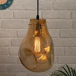 Homesake® Pendant Light Blown Glass Bedside lsland Lighting Modern Ceiling Organic Design Hanging Drop, (Amber Pear)-image-0