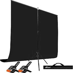 hiffin HIFFIN® Black Screen Backdrop 6x10 ft with Stand - 6x9FT Photography Backdrop with 1PC 6.5FT T-Shape Backdrop Stands, 2PCs Spring Clamps, 1PCs Carry Bag-picture-69
