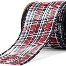 Meraki Cards Black, Red and White Plaid Christmas Ribbon (W: 63mm L: 5 Yards)-image-15