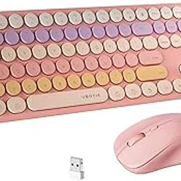 FCPLU xUBOTIE Wireless Computer Keyboard and Mouse, Rainbow Colorful 100 Round Keycaps for PC(Blue Gradient)-picture-22