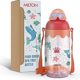 MILTON Sage 650 Sipper PET Water Bottle for School Kids | Food Grade & BPA Free | Leak Proof & Durable | Easy to Carry Loop | Ideal for Home, School & Office Use, 605 ml, Peach-image-66