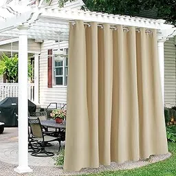 RYB HOME Indoor Outdoor Deck Curtain, Outdoor Patio Curtain Waterproof Windproof, Darkening Window Panel for Sliding Door/Foyer/Arbor/Lanai, 100 inch Width x 84 inch Length, 1 Pc, Biscotti Beige-picture-18