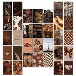 KARTMEN Pack of 32 Brown Lovers Wall Collage Kit Posters - 4 x 6 Inches Posters for Room Wall Decoration of Bedroom, Office, Living room, Dorm room - Glue Dots Included, Cardstock-image-79