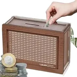 SHRAVAN Enterprise Money Saving Wooden Piggy Bank with Goal Chart | Savings Tracker Board | Home & Office Décor Style_290-picture-21