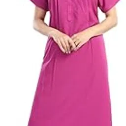 rikasa Cotton Nighty for Women | Bamboo Fabric Night Dress with Pocket | Soft Floral Gown for Ladies | Comfortable Sleepwear (M, L, XL, XXL)-picture-35