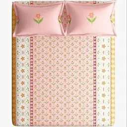 Portico New York Double Bed Size Cotton Bedsheet with 2 Pillow Covers Sparkle |228 cms x 254 cms | Printed | Pink-picture-12