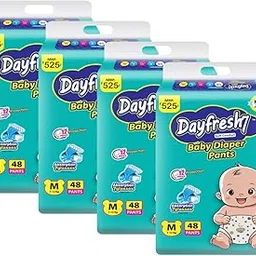 DAY FRESH 7 Baby Diaper Pants | Extra Absorb Diapers with 12 Hours Protection | Soft & Gentle Fit for Baby Comfort | Deep Crisscross Absorbent Layer | Leak-Proof, Breathable & Skin-Friendly Diapers Pack of 4 (M, 192, count)-image-78