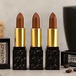 WUTEND Matte Lipstick Set, 3 Chocolate Brown Shades, Gold-Capped Black Cases-picture-51
