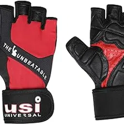 USI UNIVERSAL Superflex Gloves Half-Finger Length with Pullers, Professional Weightlifting, Fitness Training and Workout (733GR) (L/XL)-image-48