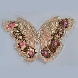 S.A.V.I 3D Butterfly Applique Patch – Gold & Peach Mesh Lace, Embroidered with Sequins & Beads (9.4x6.7 in) – Sew-On for Dresses, Bridal, Saree, Lehenga, Blouse, Gown, DIY Craft & Ethnic Wear-picture-39