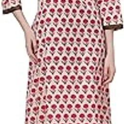 sanaa Women's Full Length Elegant Embroidered Cotton Nighty with Pockets (EN-94) image 1