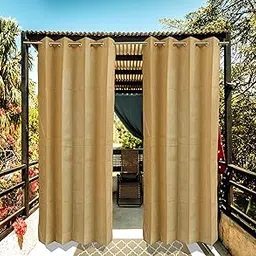 GREEN DECOR HDPE Fabric 85-90% Sun Blockage & UV Protection Stainless Steel Eyelet Balcony & Outdoor Curtains Temperature Reducing for Window&Door Curtains(Beige Color_4.5X9 Feet) Pack of 2 Piece-image-13