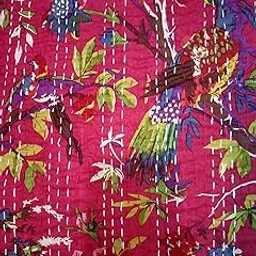 Kirti Textile and Handicraft Handmade Cotton Kantha Quilt Floral Printed Kantha Bed Cover Kantha Bedspread-picture-44
