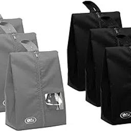 lify Travel Shoe Bags with View Water-Resistant Shoe Bags,Portable Nylon Travel Shoe Organiser Bags with Zipper for Women Men,6 Pack (Black & Grey) image 1