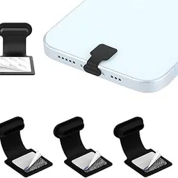 MAK Type C Charging Port Dust Protection Caps, USB C Anti-Lost Dust Plugs Silicone Protectors Type C Plug Covers with Removable Adhesive Compatible with Mobile, Laptop (Black- 3Pc) image 1