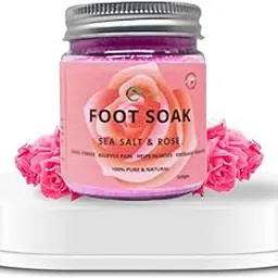 Ceebus Foot Soak with Rose Infused (Sea salt) For Relaxation | PAIN RELIEF | DETOX SPA | Improve Sleep in a Glass Jar - 100g (Rose)-picture-36