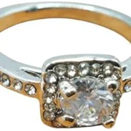 Sapraa Trends Rings for women girls girlfriend ladies wife sister Platinum Solitaire ring Silver ring Stone ring silver stylish engagement wedding Adjustable promise propose American diamond Finger Ring. Size 18-image-26