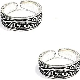 Exclusive 925 Sterling Silver Oxidised Toe Ring (Thai Trend) or Mid Finger Ring For Girls and Women (Bichhiya)-image-5