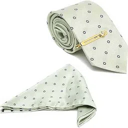 mutaqinoti Mens Green Silk Necktie Set Incl Pocket Square Golden Tiepin American Style Formal Tie Gift Set for Men (TEGPGR)-picture-12