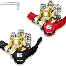 AUTOWHD Battery Terminal Connectors Brass Copper Car Battery Terminal Ends Top Post Positive Negative Set for Auto Van Vehicle Marine Boat Camper Truck (1 to 4)-picture-65