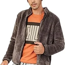 mascln sassafras Charcoal Grey Fur Contrast Zipper Jacket-picture-19